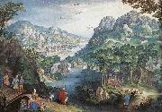 CONINXLOO, Gillis van, Mountain Landscape with River Valley and the Prophet Hosea dsg